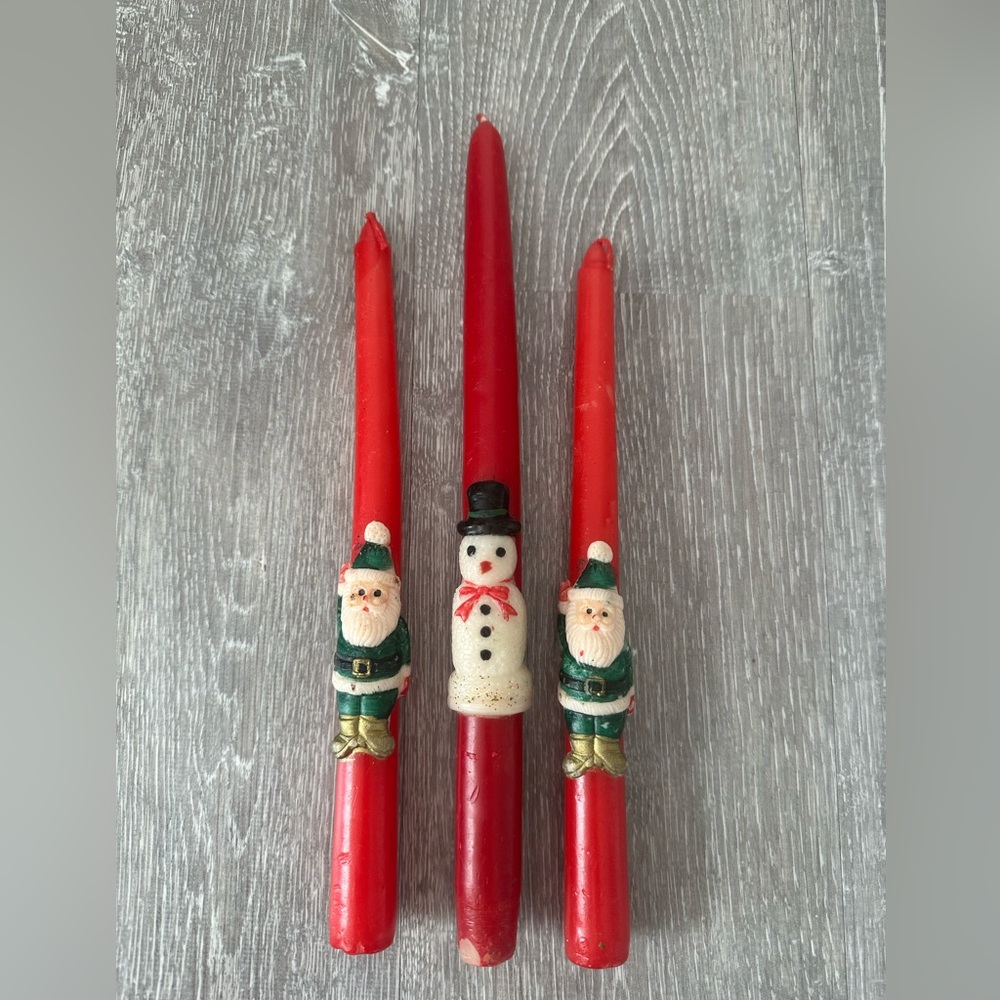 3 x vintage taper Christmas candles